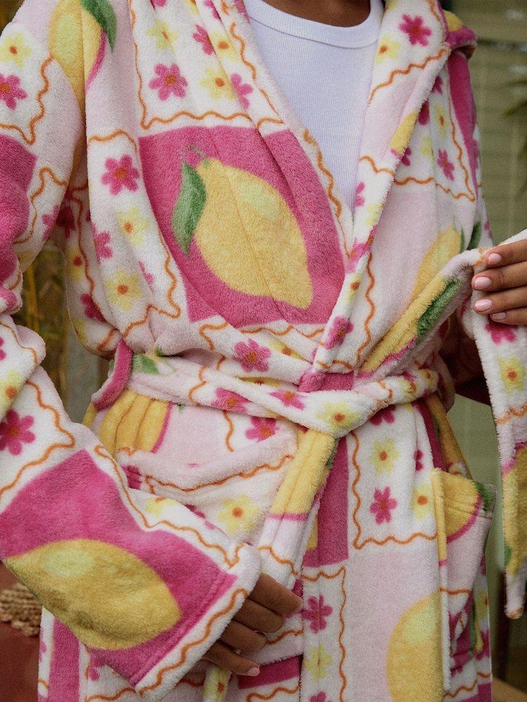 Chili Pepper Love Print Fleece Dressing Gown - Image 2 of 5 Chili Pepper Love Print Fleece Dressing Gown - Image 2 of 5