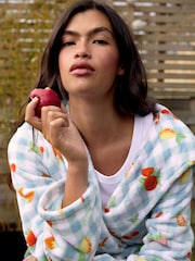 Fruity Gingham Print Fleece Dressing Gown - Image 5 of 5