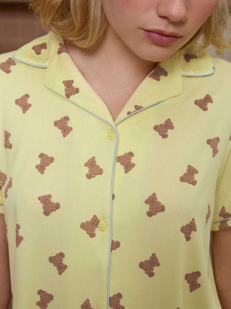 Teddy Bear Print Short Pyjamas Set - Image 2 of 5 Teddy Bear Print Short Pyjamas Set - Image 2 of 5
