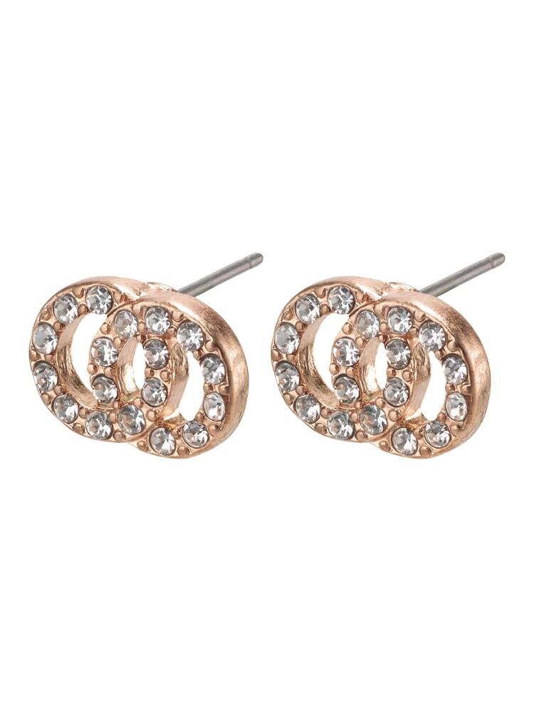 PILGRIM Rose Gold Recycled Elaine Plated Crystal Earrings - Image 1 of 2 PILGRIM Rose Gold Recycled Elaine Plated Crystal Earrings - Image 1 of 2