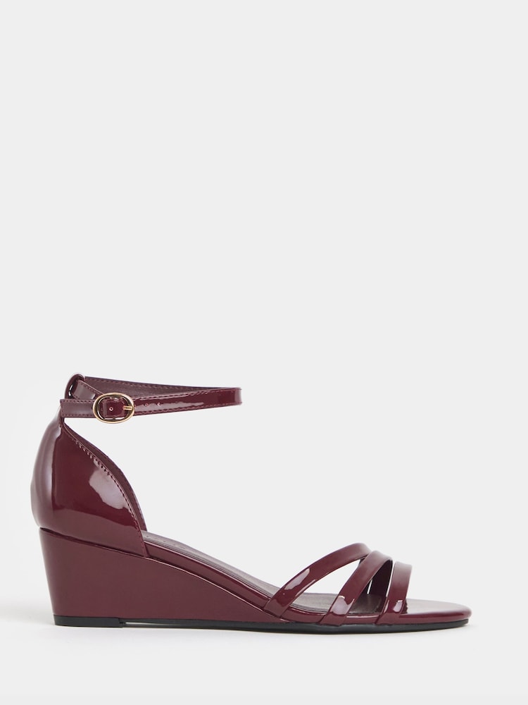 JD Williams Red Wide Fit Wedge Two Part Heels - Image 2 of 4 JD Williams Red Wide Fit Wedge Two Part Heels - Image 2 of 4