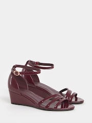 JD Williams Red Wide Fit Wedge Two Part Heels - Image 3 of 4