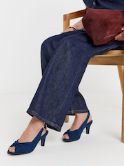 JD Williams Blue Extra Wide Fit Peep Toe Heels - Image 1 of 4