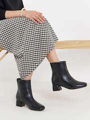 JD Williams Black Wide Fit Block Heel Ankle Boots - Image 1 of 4
