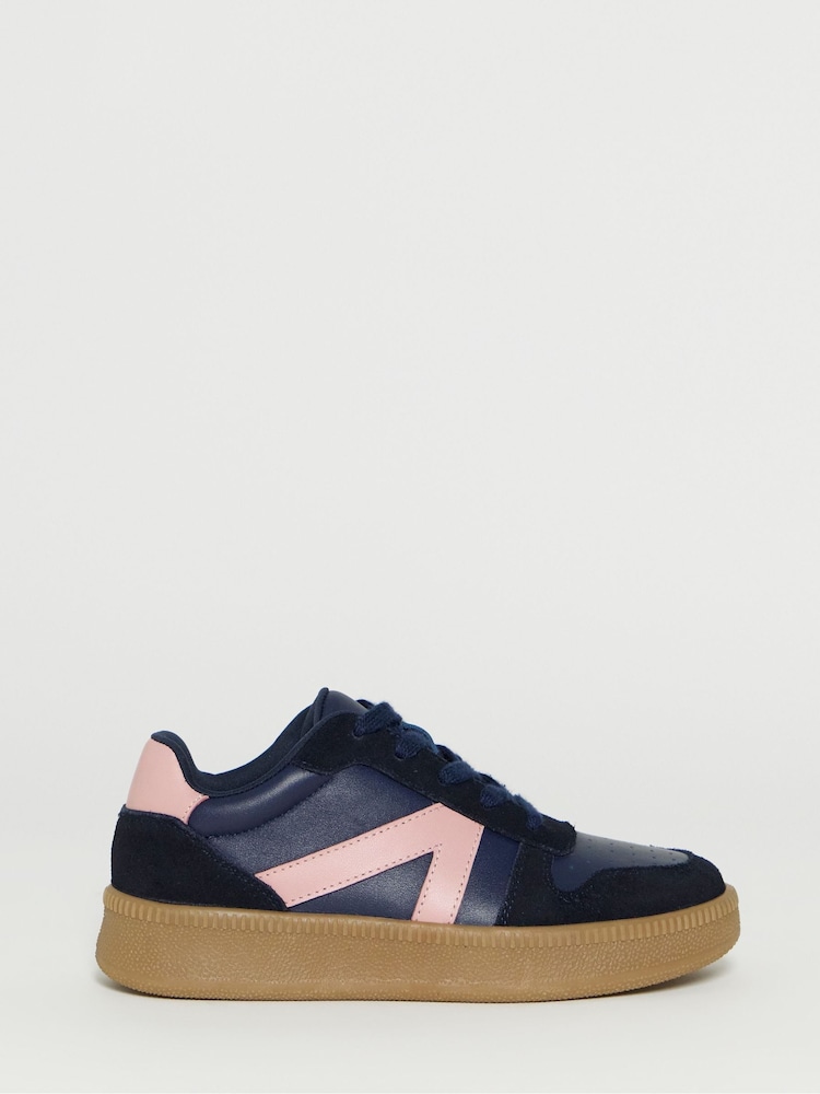 JD Williams Blue Wide Fit Leather Retro Trainers - Image 2 of 4 JD Williams Blue Wide Fit Leather Retro Trainers - Image 2 of 4