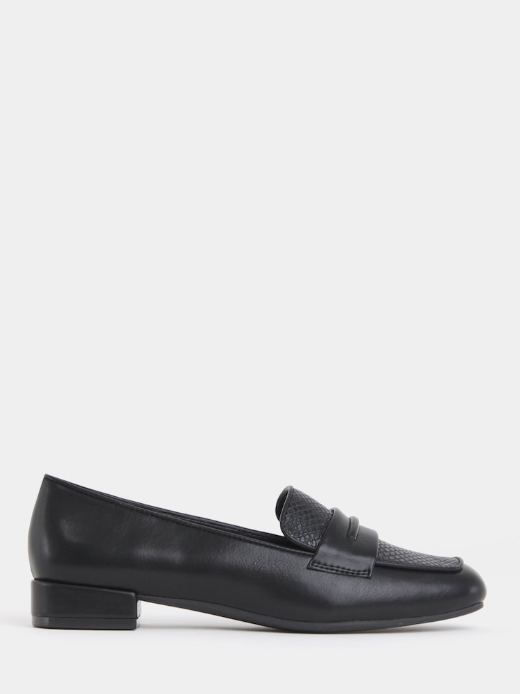 JD Williams Black Extra Wide Fit Block Heel Loafers - Image 2 of 4 JD Williams Black Extra Wide Fit Block Heel Loafers - Image 2 of 4