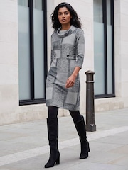 Roman Grey Jacquard Patchwork Dress - Image 2 of 4