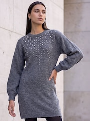 Roman Faux Pearl Knit Dress - Imagen 1 de 4
