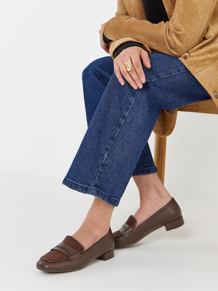 JD Williams Brown Wide Fit Block Heel Loafers - Image 1 of 4 JD Williams Brown Wide Fit Block Heel Loafers - Image 1 of 4