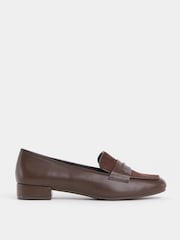 JD Williams Brown Wide Fit Block Heel Loafers - Image 2 of 4