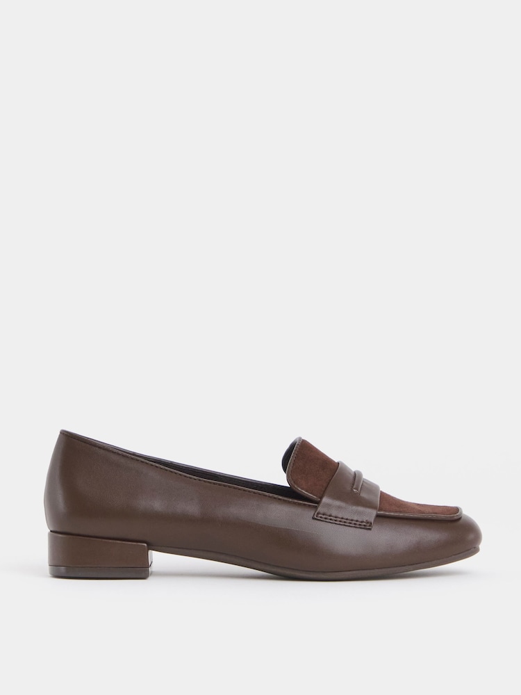 JD Williams Brown Wide Fit Block Heel Loafers - Image 2 of 4 JD Williams Brown Wide Fit Block Heel Loafers - Image 2 of 4