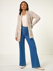 Roman White Soft Knit Nep Longline Cardigan - Image 2 of 4