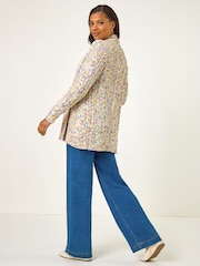 Roman White Soft Knit Nep Longline Cardigan - Image 3 of 4