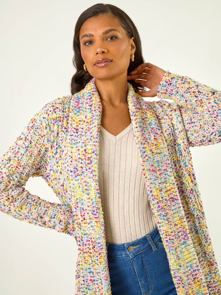Roman White Soft Knit Nep Longline Cardigan - Image 4 of 4 Roman White Soft Knit Nep Longline Cardigan - Image 4 of 4