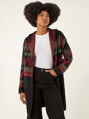 Roman Black Nordic Pattern Hooded Knit Cardigan - Image 4 of 4