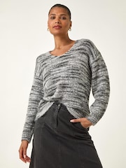 Roman Black Shimmer V-Neck Knitted Jumper - Image 4 of 4