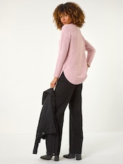 Roman Nep Fabric Curved Hem Jumper - 4суретінің 3 суреті