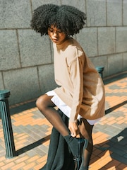 Marrón - Vestido de punto con camisa simulada romana - Imagen 1 de 4