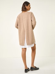 Marrón - Vestido de punto con camisa simulada romana - Imagen 4 de 4
