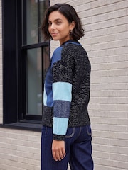 Roman Blue Metallic Colour Block Knit Jumper - Image 3 of 4