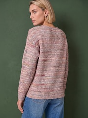 Roman Pink Shimmer V-Neck Knitted Jumper - Image 4 of 4