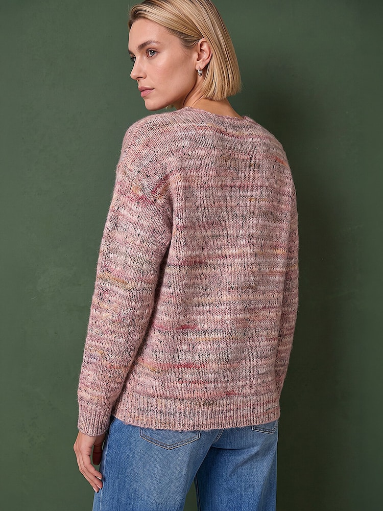 Roman Pink Shimmer V-Neck Knitted Jumper - Image 4 of 4 Roman Pink Shimmer V-Neck Knitted Jumper - Image 4 of 4
