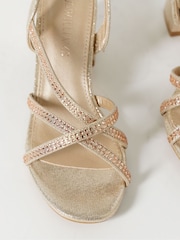 JD Williams Metallic Diamante Strap Block Heels - Image 4 of 4