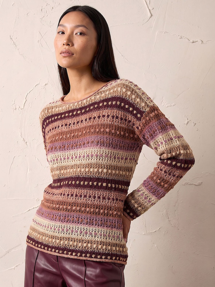 Roman Natural Bobble Knit Stripe Jumper - Image 1 of 4