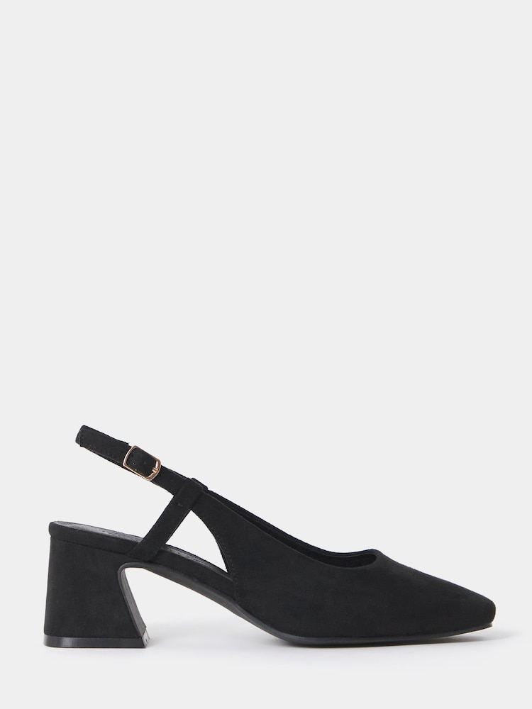JD Williams Black Extra Wide Fit Block Heel Slingback Shoes - Image 2 of 4 JD Williams Black Extra Wide Fit Block Heel Slingback Shoes - Image 2 of 4