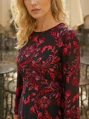 Roman Red Floral A-Line Midi Dress - Image 4 of 4