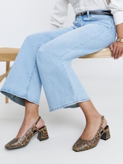 JD Williams Animal Extra Wide Fit Block Heel Slingback Shoes - Image 1 of 4