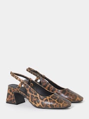 JD Williams Animal Extra Wide Fit Block Heel Slingback Shoes - Image 3 of 4