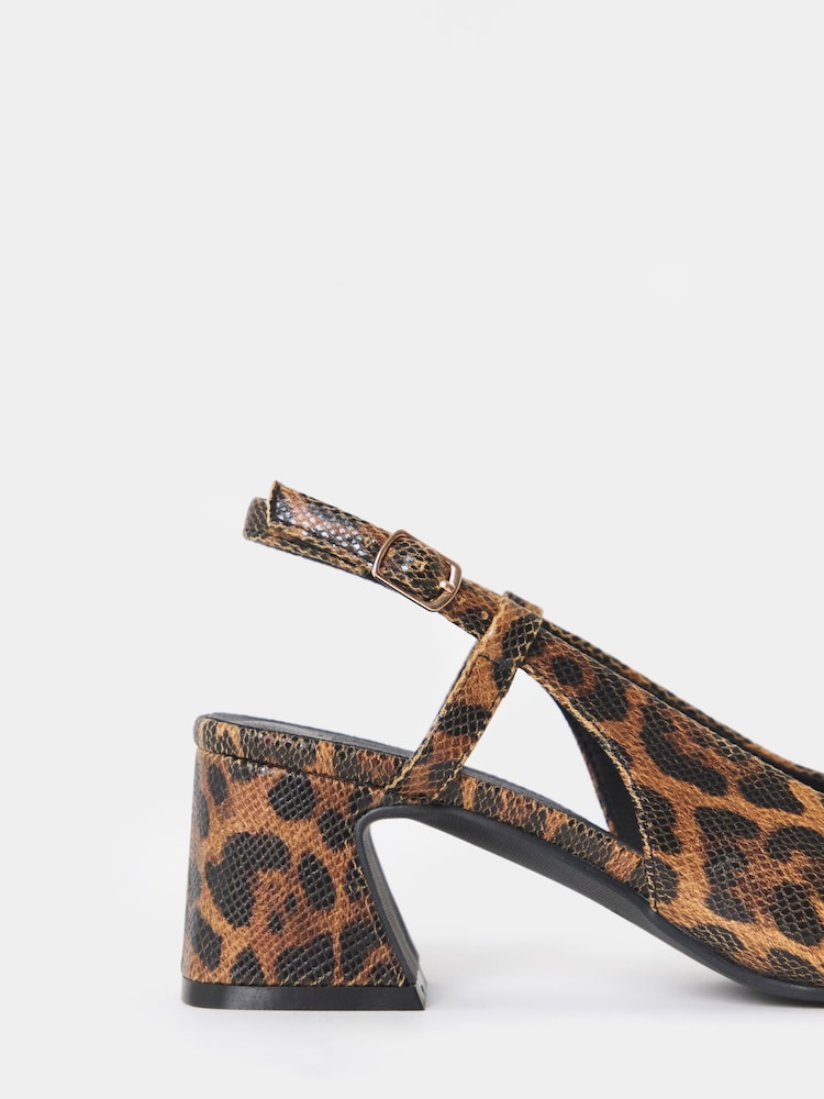 JD Williams Animal Extra Wide Fit Block Heel Slingback Shoes - Image 4 of 4 JD Williams Animal Extra Wide Fit Block Heel Slingback Shoes - Image 4 of 4