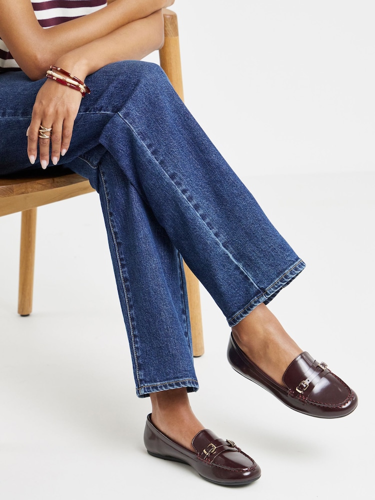JD Williams Red Extra Wide Fit Buckle Detail Loafers - Image 1 of 4 JD Williams Red Extra Wide Fit Buckle Detail Loafers - Image 1 of 4