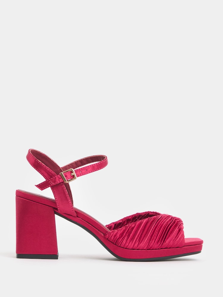 JD Williams Pink Wide Fit Pleated Two Part Heels - Image 2 of 4 JD Williams Pink Wide Fit Pleated Two Part Heels - Image 2 of 4