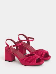 JD Williams Pink Wide Fit Pleated Two Part Heels - Image 3 of 4