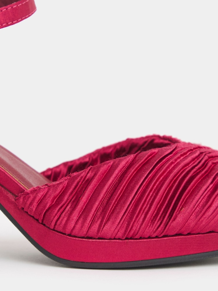 JD Williams Pink Wide Fit Pleated Two Part Heels - Image 4 of 4 JD Williams Pink Wide Fit Pleated Two Part Heels - Image 4 of 4