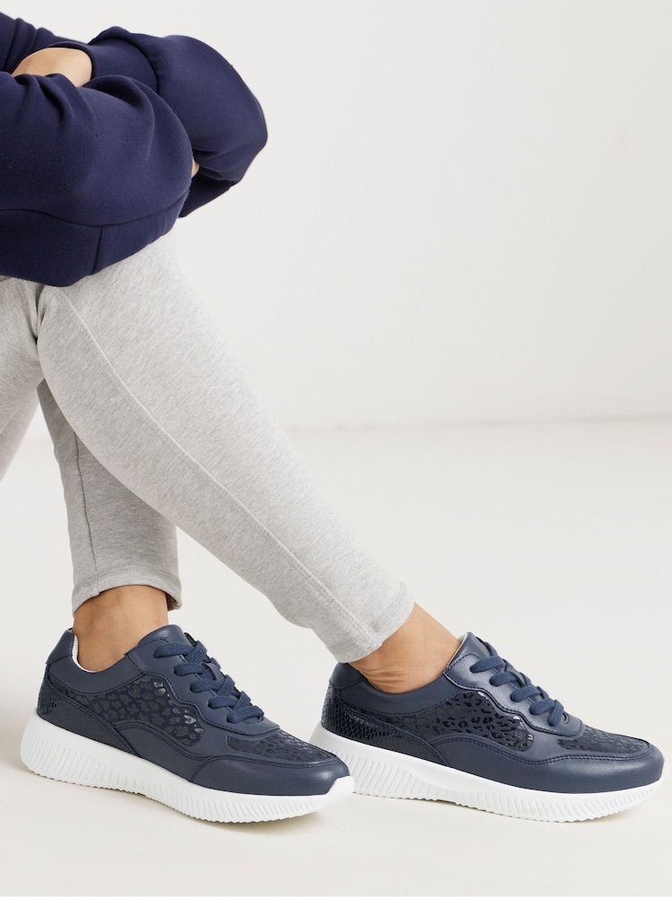JD Williams Blue Extra Wide Fit Lace Up Trainer With Side Detail Shoes - Image 1 of 4 JD Williams Blue Extra Wide Fit Lace Up Trainer With Side Detail Shoes - Image 1 of 4