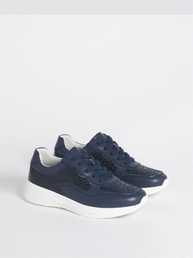JD Williams Blue Extra Wide Fit Lace Up Trainer With Side Detail Shoes - Image 2 of 4 JD Williams Blue Extra Wide Fit Lace Up Trainer With Side Detail Shoes - Image 2 of 4