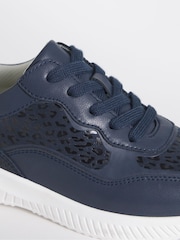 JD Williams Blue Extra Wide Fit Lace Up Trainer With Side Detail Shoes - Image 4 of 4