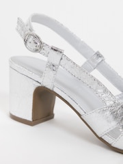 JD Williams Silver Standard Fit Peep Toe Slingback  Sandals - Image 4 of 4