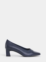 JD Williams Blue Extra Wide Fit Flared Block Heel Shoes - Image 2 of 4