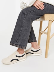 JD Williams Cream Retro Slim Trainers - Image 1 of 4