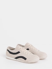 JD Williams Cream Retro Slim Trainers - Image 3 of 4