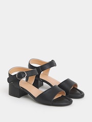 JD Williams Black Wide Fit Two Part Block Heel Sandals - Image 2 of 4