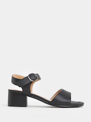 JD Williams Black Wide Fit Two Part Block Heel Sandals - Image 3 of 4