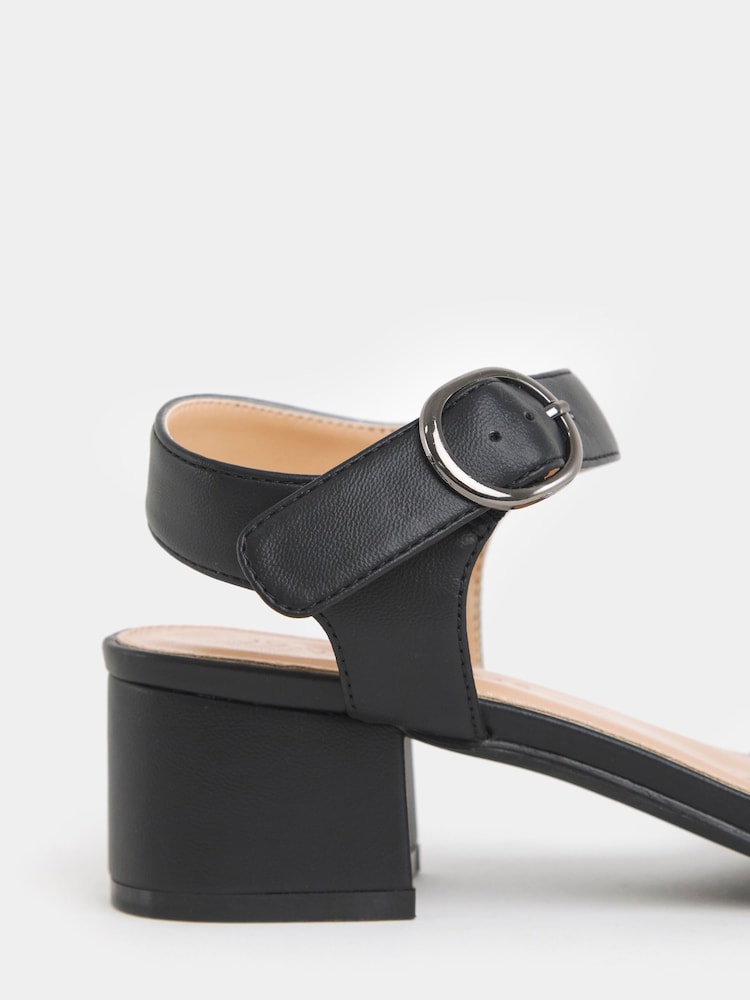 JD Williams Black Wide Fit Two Part Block Heel Sandals - Image 4 of 4 JD Williams Black Wide Fit Two Part Block Heel Sandals - Image 4 of 4