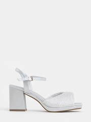 JD Williams Silver Wide Fit Pleated Two Part Heels - Image 2 of 4