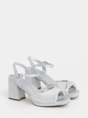 JD Williams Silver Wide Fit Pleated Two Part Heels - Image 3 of 4