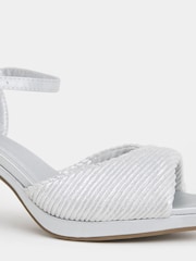 JD Williams Silver Wide Fit Pleated Two Part Heels - Image 4 of 4